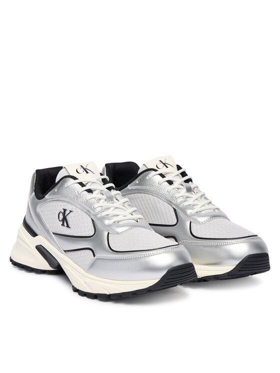 Calvin Klein Calvin Klein Sneakersy Hike Runner Laceup Mesh Mix Met YM0YM01402 Stříbrná