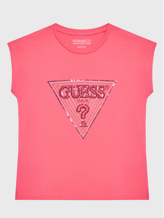 Guess T-krekls J3GI33 K6YW1 Rozā Boxy Fit