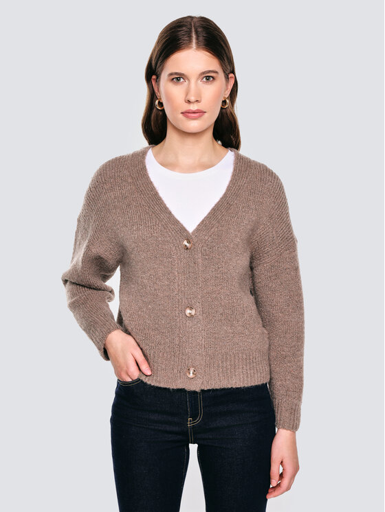 BIG STAR BIG STAR Kardigan KARDILA Brązowy Basic Fit