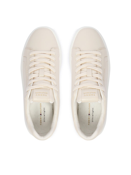 Tommy Hilfiger Tommy Hilfiger Sneakersy Icon Court Light Weight Shinny FW0FW08949 Écru