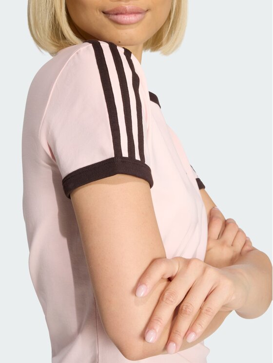 adidas adidas T-Shirt 3 STRIPES SLIM TEE Różowy Slim Fit