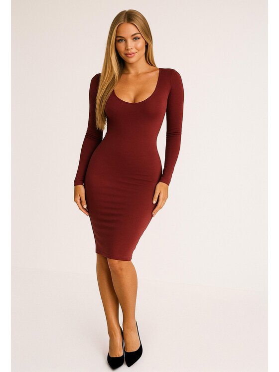 Nudyess Nudyess Úpletové šaty Verve mimi Bordová Fitted Fit