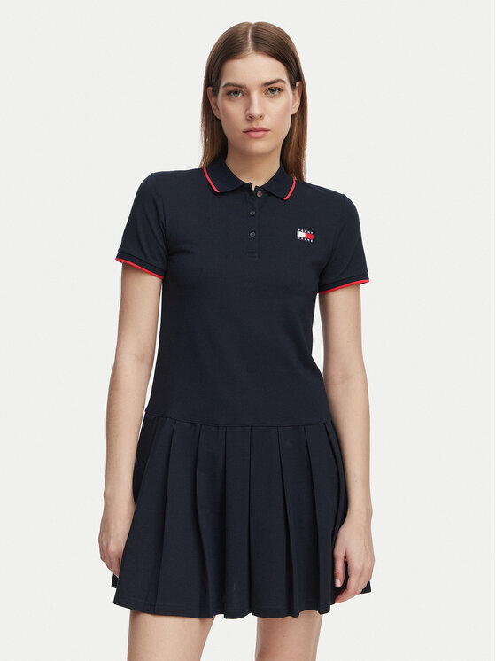 Tommy Jeans Rochie de zi Tommy Badge DW0DW22328 Bleumarin Relaxed Fit