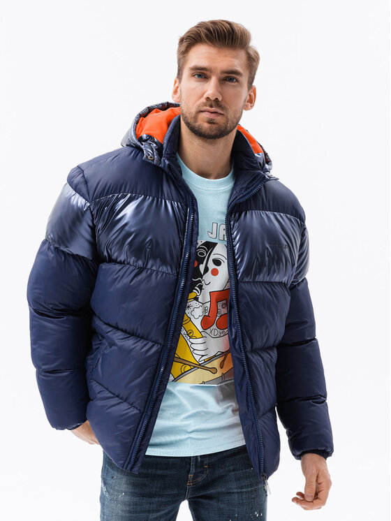 Ombre Ombre Zimní bunda C546 Tmavomodrá Oversize