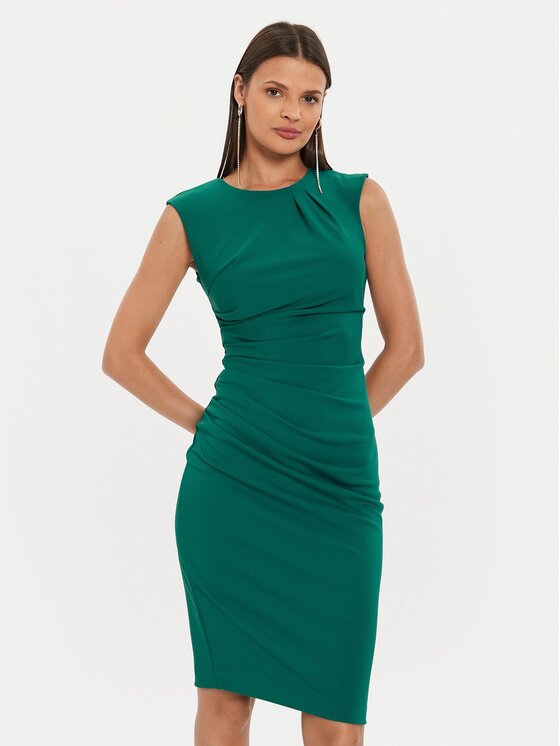 Rinascimento Rinascimento Cocktail obleka CFC0119757003 Zelena Regular Fit
