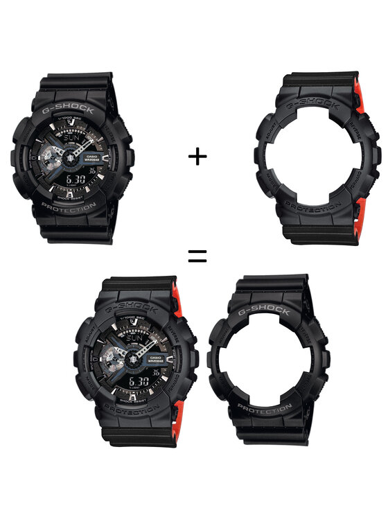 Casio Casio Zegarek SET GA-110-1BER + BEZEL 10358741 + PASEK 10577142 Czarny