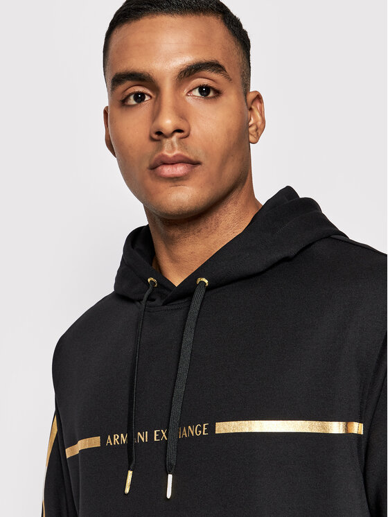 Armani Exchange Armani Exchange Džemperis ar kapuci 3LZMNA Z9N1Z 02DX Melns Relaxed Fit