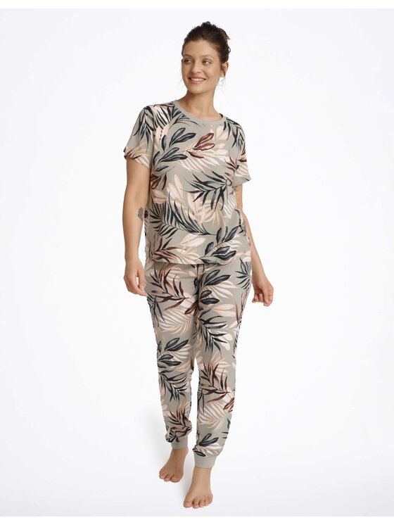 Esotiq Esotiq Piżama 40601-97X Zielony Jogger Fit