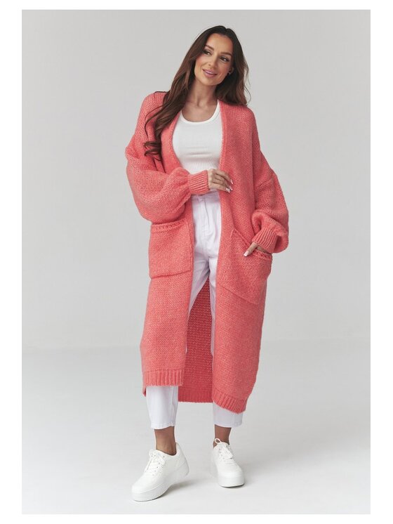 Makadamia Makadamia Sweter S172 Koralowy Loose Fit