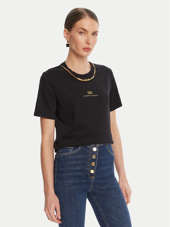 Elisabetta Franchi Elisabetta Franchi Marškinėliai MA-028-56E2-V240 Juoda Regular Fit
