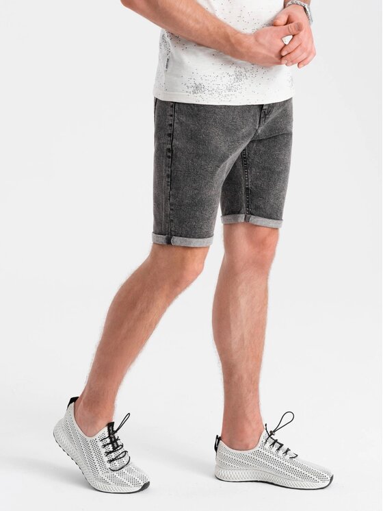 Ombre Ombre Szorty jeansowe OM-SRDS-0134 Szary Regular Fit