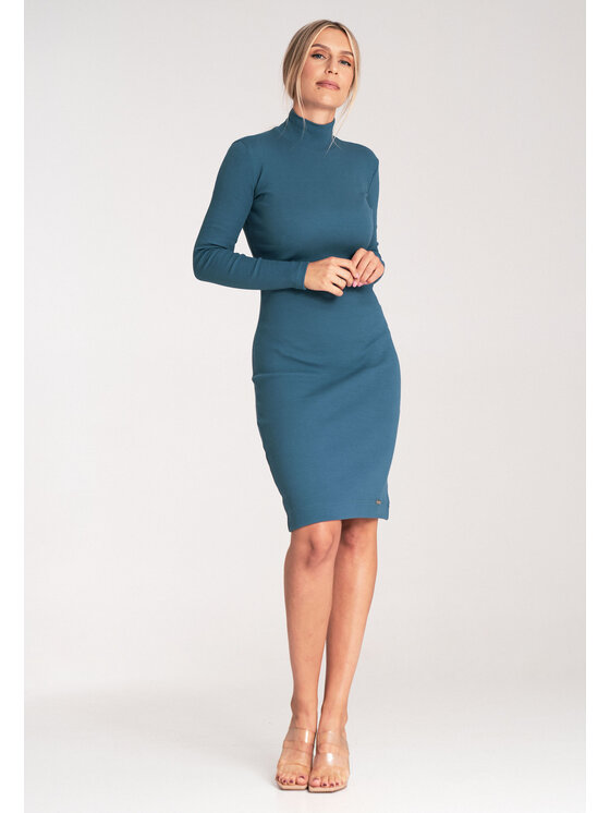 FIGL FIGL Úpletové šaty M1042 Modrá Slim Fit