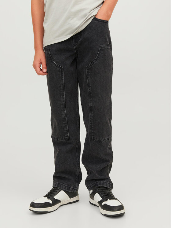 Jack&Jones Junior Džinsi 12242847 Melns Relaxed Fit