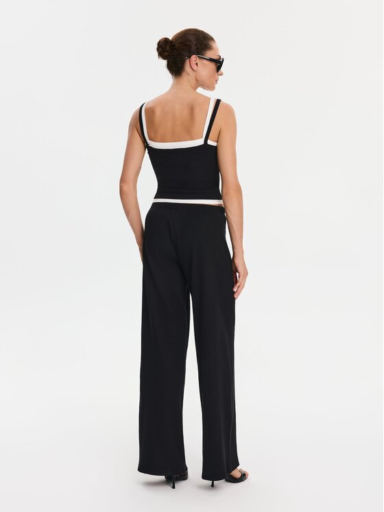 Nudyess Nudyess Top Lisa z prążka Czarny Slim Fit