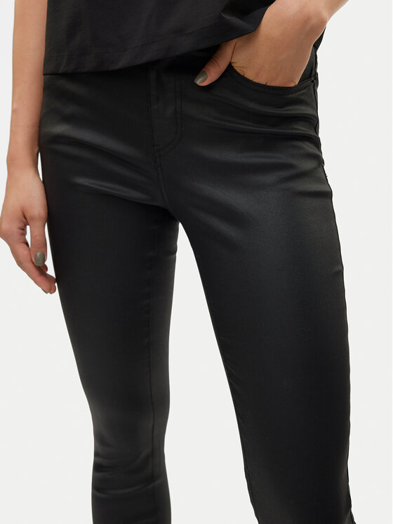 Vero Moda Vero Moda Dirbtinės odos kelnės Flash 10314591 Juoda Skinny Fit