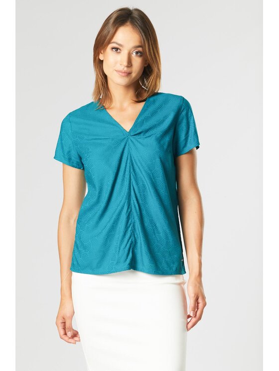 QUIOSQUE QUIOSQUE Halenka LIGHT SHIRT Tyrkysová Regular Fit