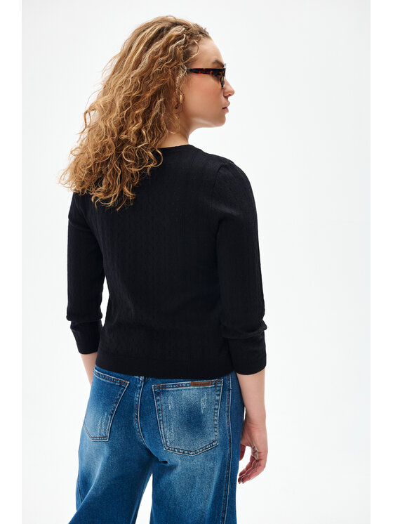 blue shadow blue shadow Sweter Deca Czarny Regular Fit