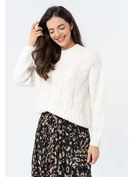 Volcano Volcano Sweter S-TAMINA Biały Regular Fit