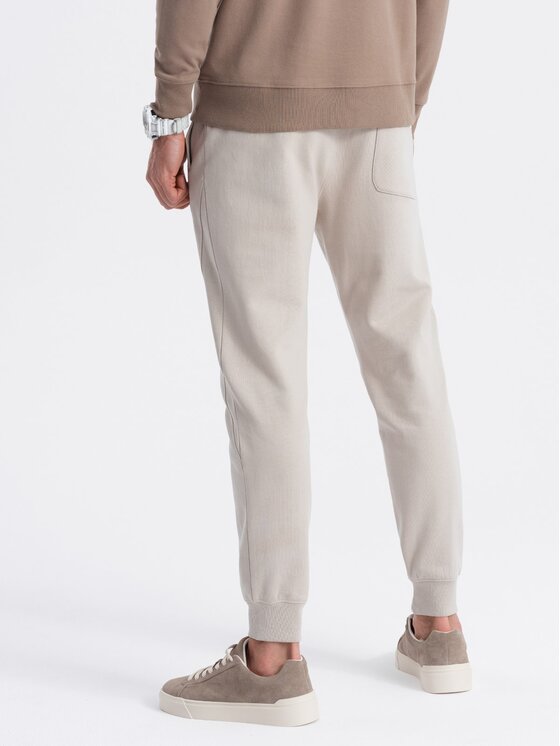 Ombre Ombre Joggers kalhoty OM-PABS-0173 Béžová Regular Fit