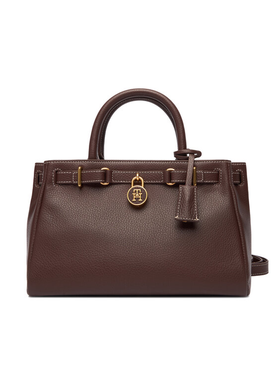 Tommy Hilfiger Tommy Hilfiger Geantă American Icon Mini Tote Leather AW0AW17926 Maro