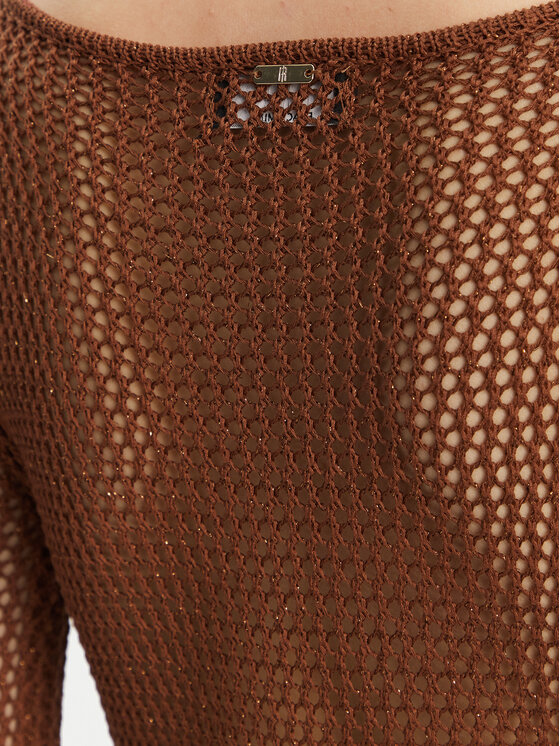 Fracomina Fracomina Kootud kleit FS25SD5004K514O7 Pruun Slim Fit