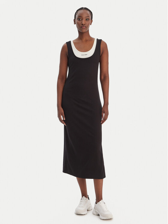 Calvin Klein Jeans Rochie de zi LV047E220G Negru Slim Fit