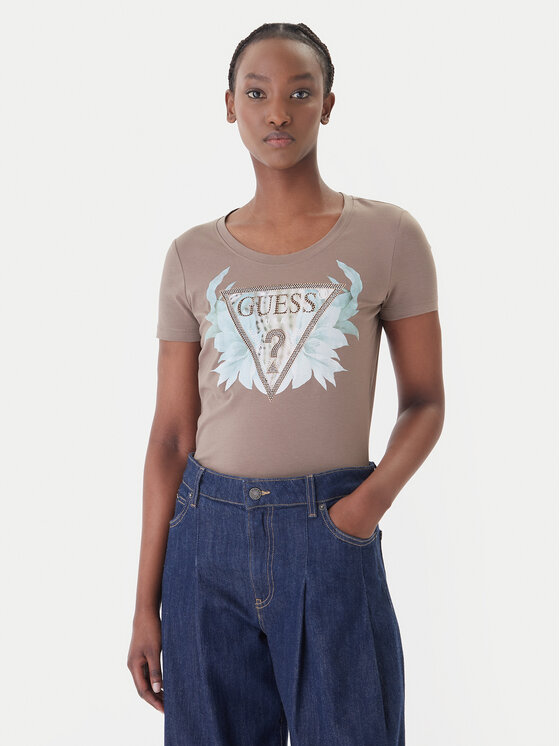 Guess Guess T-shirt W6GI12 K3027 Smeđa Regular Fit