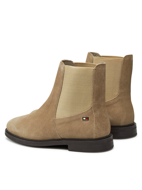 Tommy Hilfiger Tommy Hilfiger Боти тип челси Flag Suede Low Chelsea FW0FW08176 Бежов