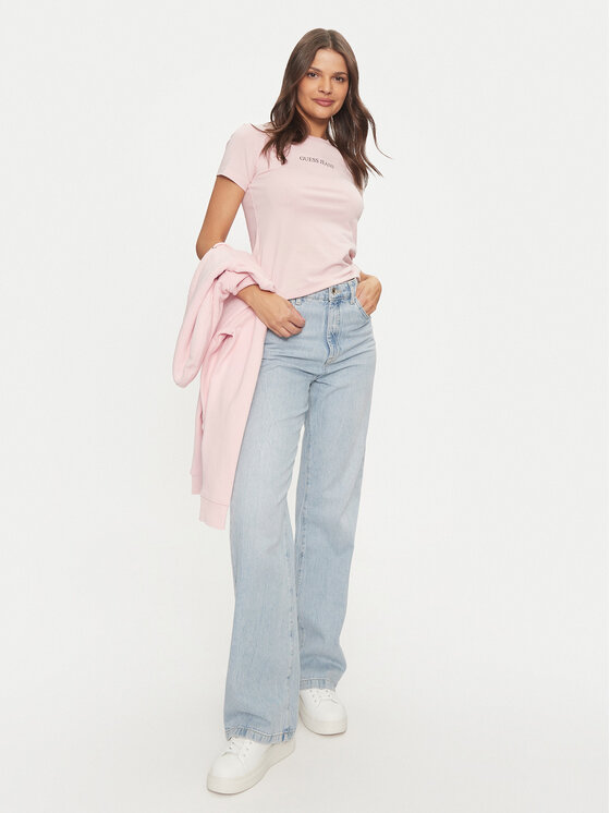 Guess Jeans Guess Jeans Majica W4YI01 J1314 Roza Slim Fit