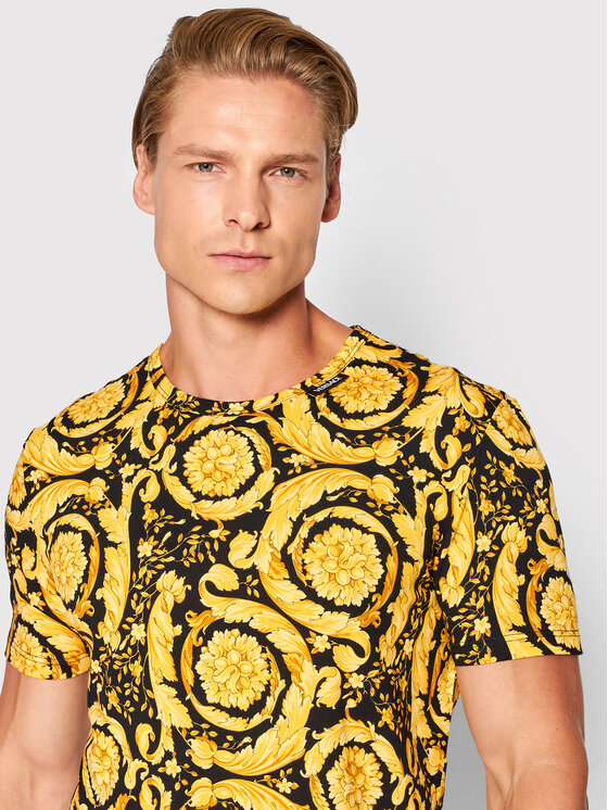 Versace Versace T-Shirt Barocco Print 1000959 Gelb Regular Fit