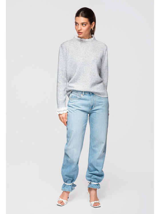 Ombre Ombre Sweter OW-SWSW-0105 Szary Regular Fit