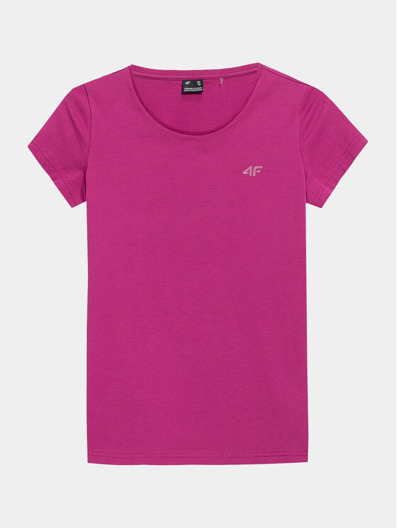 4F 4F T-Shirt 4FAW23TTSHF0906 Růžová Slim Fit
