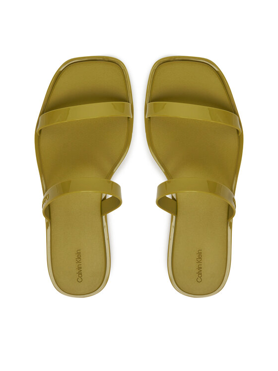Calvin Klein Calvin Klein Şlapi Double Bar Slide - Jelly HW0HW02417 Verde