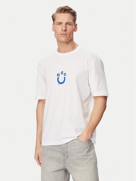 HUGO Tricou Norizom 50560112 Alb Regular Fit