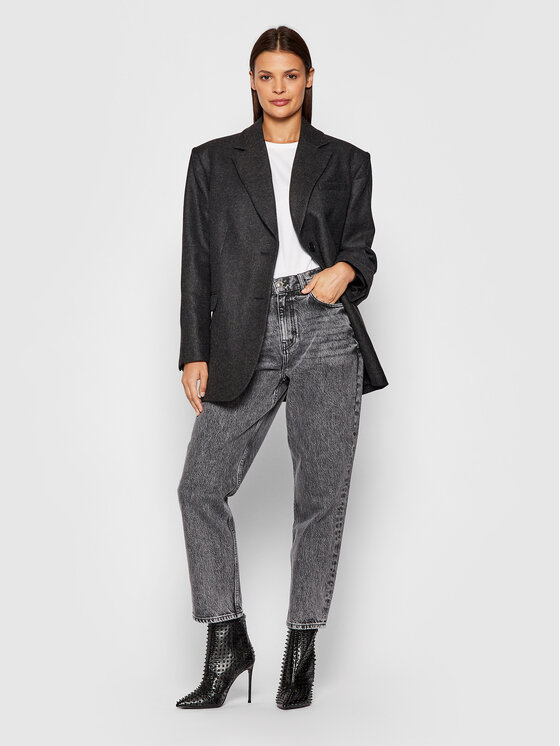 Cappotto di lana Oizo AP083 Grigio Oversize