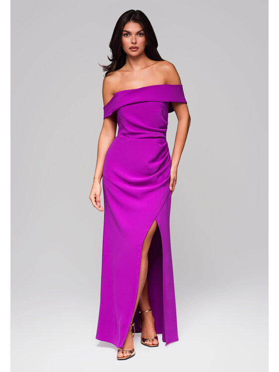 Ombre Ombre Sukienka wieczorowa LA-OM-DLR232 Fioletowy Regular Fit