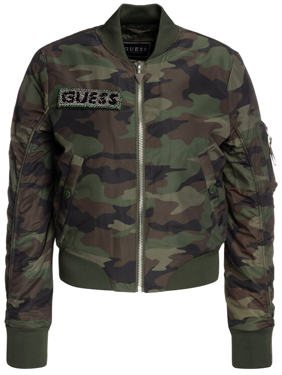 Guess Guess Geacă bomber Massimina W94L80 WCCZ0 Verde Regular Fit