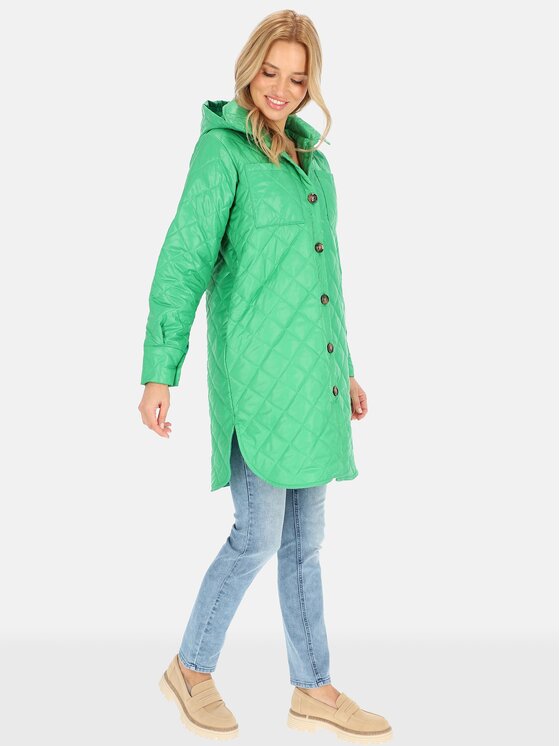 Perso Perso Płaszcz przejściowy BLE241045F Zielony Regular Fit