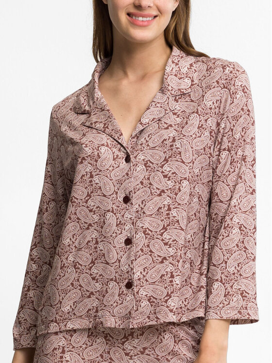 Sylvia Speidel Sylvia Speidel Pyžamový top 55014 Hnědá Comfortable Fit
