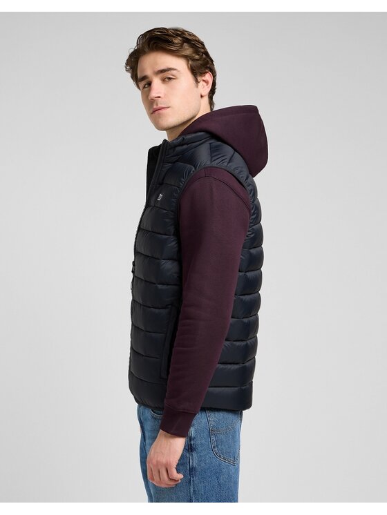 Lee Lee Gilet STAND COLLAR PUFFER Nero Regular Fit