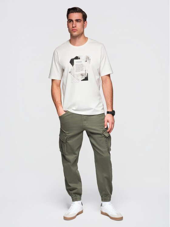 Ombre Ombre T-Shirt OM-TSPT-0261 Biały Regular Fit