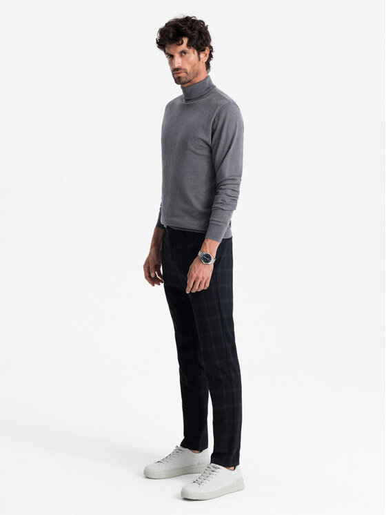 Ombre Ombre Sweter OM-SWTN-0101 Szary Regular Fit