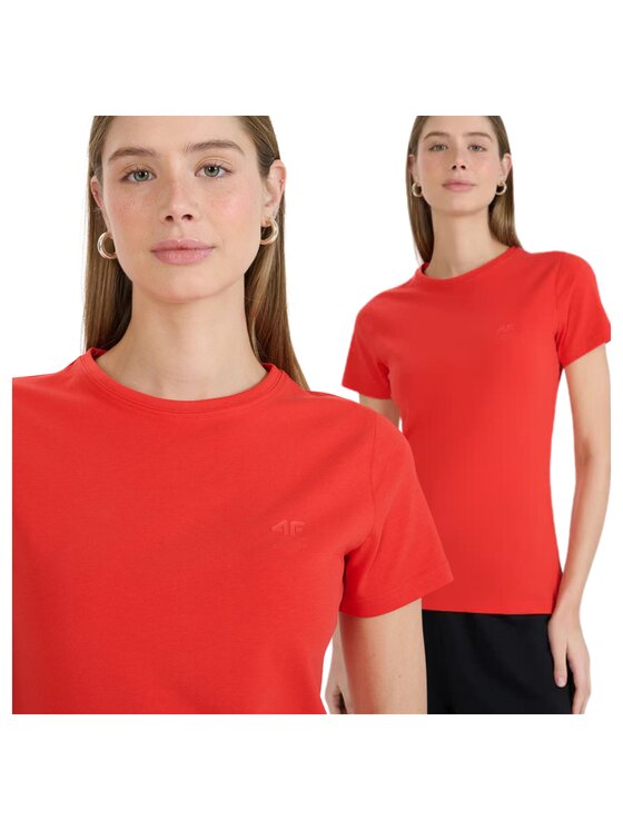 4F 4F Tričko 4FWMM00TTSHF2255-62S Červená Slim Fit