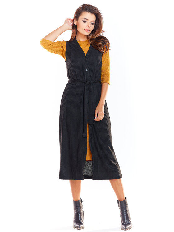 Awama Awama Kamizelka A329 Czarny Basic Fit