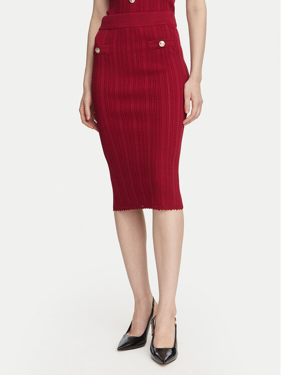 Guess Fustă tip creion W6YD23 Z0974 Vișiniu Slim Fit