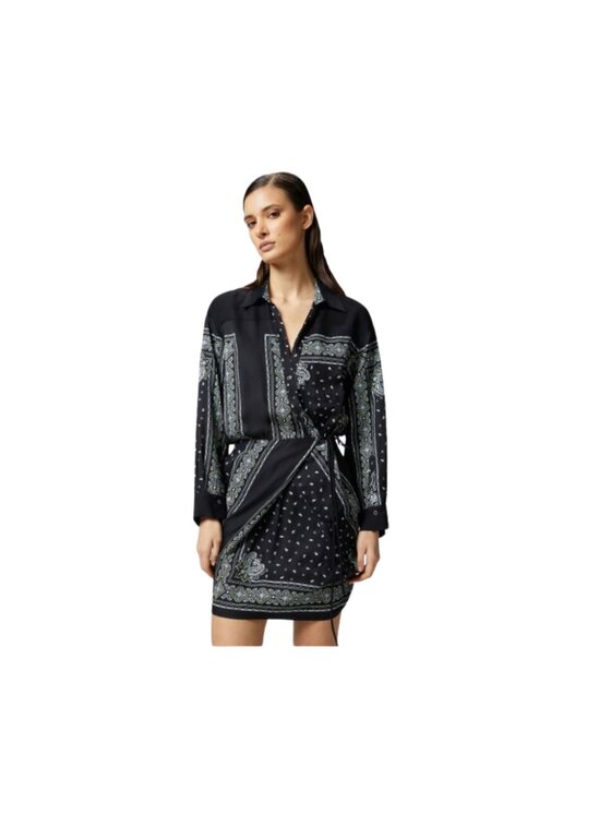 PINKO PINKO Sukienka letnia Abito mesopotamia twill stampa bandana Czarny Regular Fit