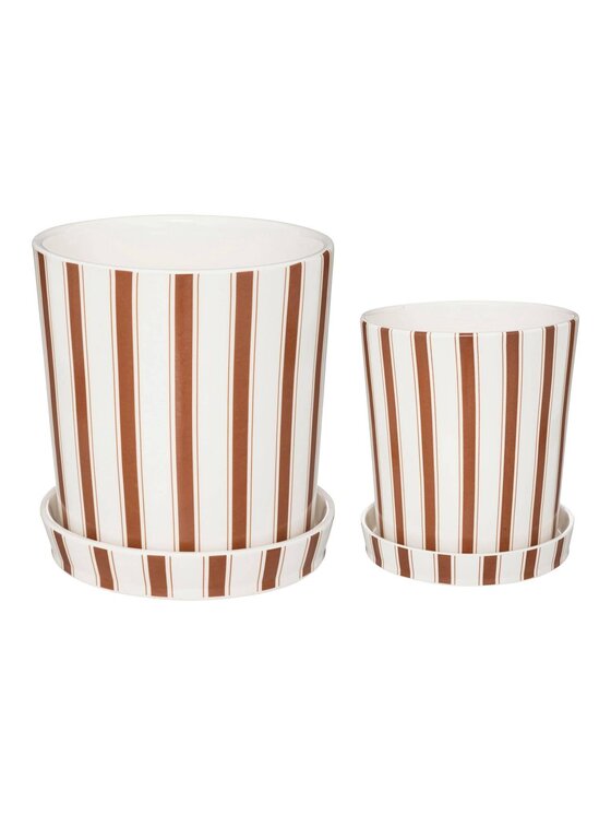 MIAhome MIAhome Doniczka 2 szt. ceramiczne STRISCE Biały