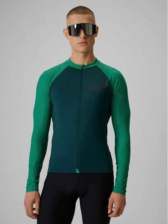 4F 4F Koszulka rowerowa GET LOST FEEL FOUND Zielony Slim Fit