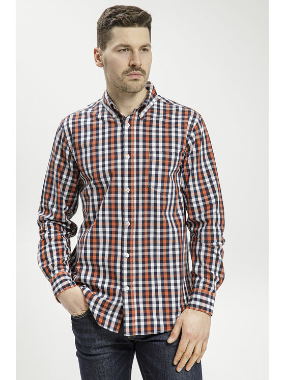 Cross Jeans Cross Jeans Koszula 35568-010 Pomarańczowy Regular Fit