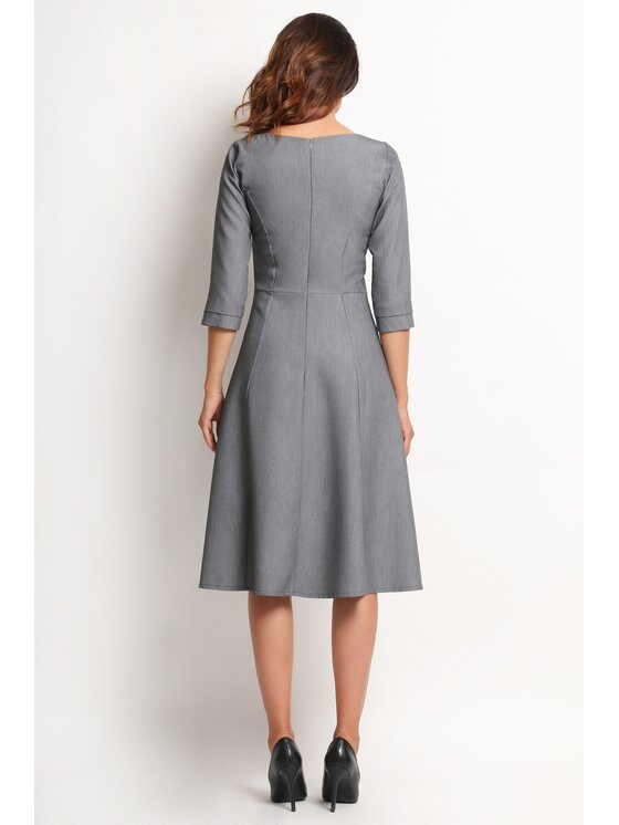 Awama Awama Sukienka A112 Szary Basic Fit